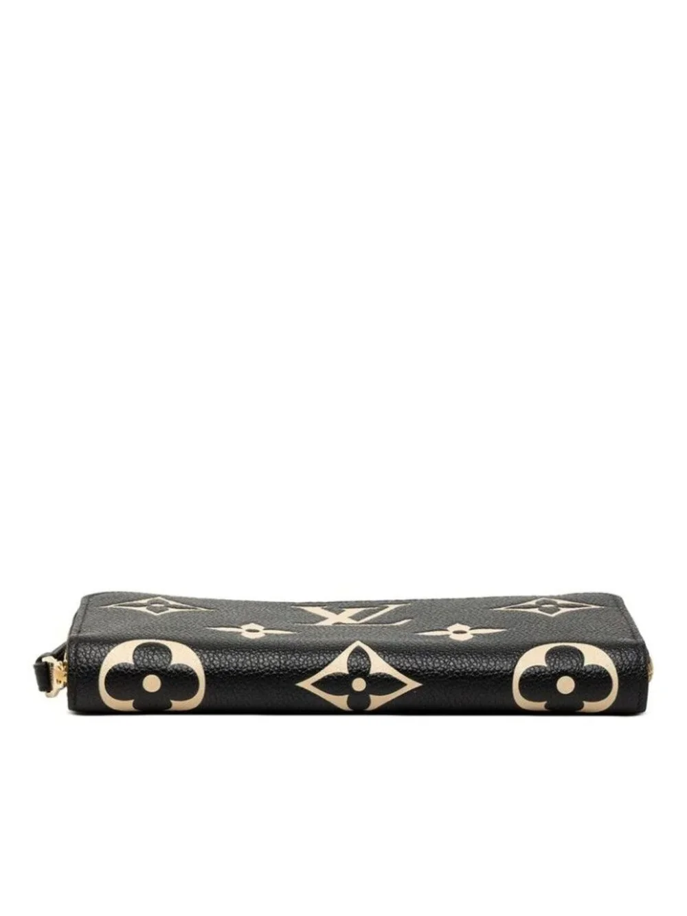 Louis Vuitton Monogram Empreinte Zippy Wallet Zip Around Black Beige Leather
